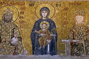 12th Century Gallery: A 12th century Byzantine mosaic of the Virgin Mary and Child, Aya Sofya