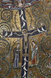 Images Dated 7th April 2007: A 12th century fresco of Christs triumph on the cross, San Clemente Basilica, Rome