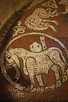 A 12th century mosaic in Ganagobie Monastery church, Ganagobie, Alpes de Haute Provence