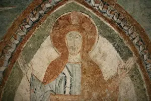 Isere Prints: A 12th century Romanesque fresco depicting Jesus Christ, St