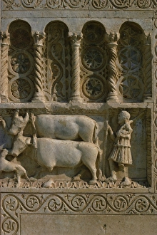 The 13th century facade of St. Peters church, Spoleto, Umbria, Italy, Europe