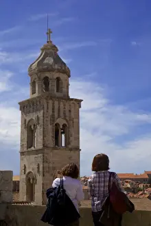 Dominican Prints: The 14th century tower of the Dominican monastery inside the old town of Dubrovnik