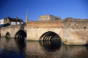 Mediaeval Prints: The 15th century bridge over the Great Ouse River at St. Ives, Cambridgeshire