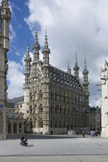 The 15th century late Gothic Town Hall in the Grote Markt, Leuven, Belgium, Europe