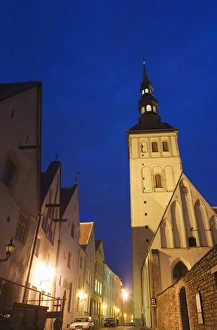 Niguliste Prints: The 15th century Niguliste church lit up at night, Old Town, UNESCO World Heritage Site