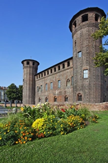 The 15th century rear elevation of Palazzo Madama in Turin, Piedmont, Italy, Europe