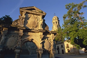 Jaen Prints: The 16th century ornamental fountain in the Plaza Santa