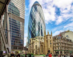 Pedestrians Prints: The 16th century St. Andrew Undershaft Church