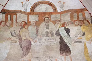 Yonne Prints: A 16th century wall painting of Christ in his Passion, the Last Supper shared by Jesus