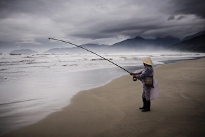 Fishing Rod Prints: 17. 79. 125. Beach fisherman