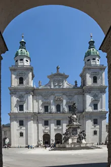 Virgin Mary Prints: The 17th century Baroque Cathedral of St. Rupert and St. Vergilius, Marian Statue