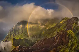 Kauai Prints: A 180 degree rainbow formed by the clouds over the Kalalau Valley on Kauai