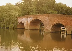 Berkshire Prints: The 18th century Sonning Bridge over the River Thames near Reading, Berkshire