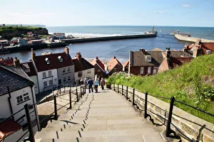 Street Scenes Prints: The 199 Steps in Whitby, North Yorkshire, England, United Kingdom, Europe
