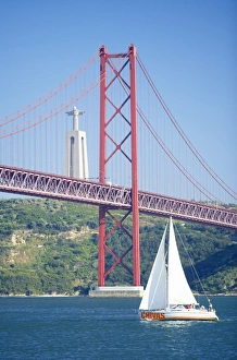 Lisbon Prints: 25th April bridge over the Tagus river and the Christ