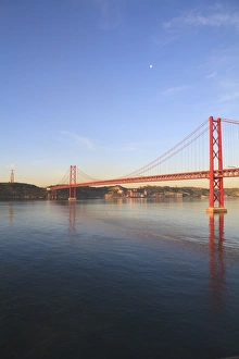 Tagus River Prints: The 25th April Bridge over the Tagus River, Lisbon, Portugal, Europe