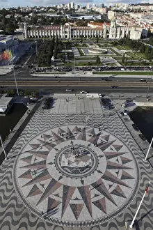 The 50m diameter Wind Rose charts Portuguese discoveries close to the Hieronymites Monastery