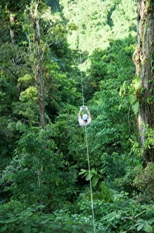 Images Dated 31st January 2000: 600 metre zip line at the top of the Sky Tram at Arenal Volcano, Costa Rica