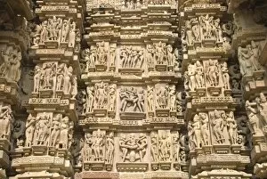 Some of the 646 erotic figures carved in sandstone on exterior of the Kandariya Mahadeva Temple