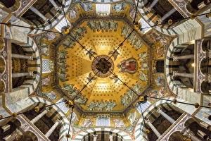 Ceilings Prints: Aachen Cathedral cupola and Barbarossas Chandelier