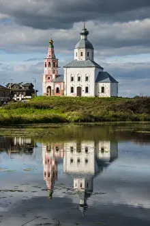 Abandonded church reflecting in the Kamenka River in the UNESCO World Heritage Site, Suzdal, Golden Ring, Russia, Europe