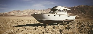 Abandoned boat in Death Valley, Arizona, United States of America, North America Abandoned boat in Death Valley, Arizona, United States of America, North America