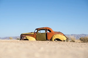 Namibian Prints: An abandoned car near the small town of Solitare, Namibia, Africa