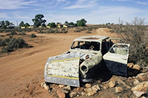Crash Prints: Abandoned car wreck, Silverton, Australian Outback, New South Wales, Australia, Pacific