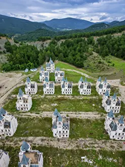 Estate Prints: Abandoned fairytale castles in a ghost town viewed from above in Turkey
