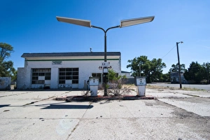 Absence Prints: Abandonend petrol station along Route two through Nebraska