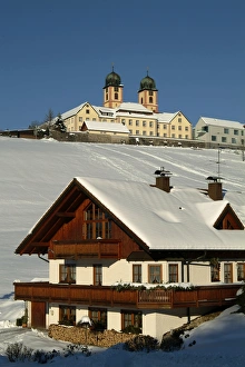 Abbey church St. Margen in winter, Black Forest, Baden-Wurttemberg, Germany, Europe