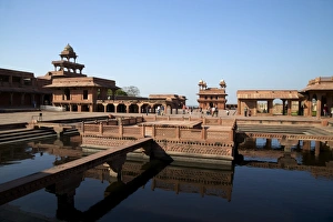 Fatehpur Sikri Prints: Abdar Khana building and Anoop Talao water basin