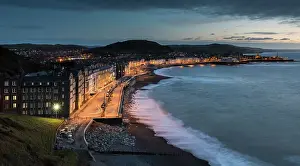 Ceredigion Prints: Aberystwyth Promenade, at dusk