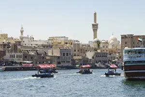 Water Taxi Prints: Abras, traditional water taxis crossing Dubai Creek between Deira and Bur Dubai, Dubai