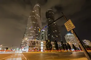 Light Trail Prints: The Absolute Tower, Marilyn Monroe buildings in Mississauga, Ontario, Canada, North