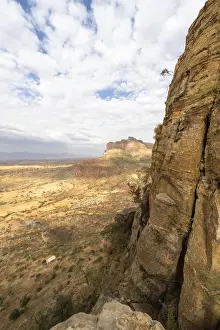 Access trail to Abuna Yemata Guh church through tall rocks of Gheralta Mountains