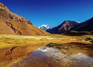 Dramatic Landscape Gallery: Aconcagua Mountain reflecting in the Espejo Lagoon, Aconcagua Provincial Park, Central Andes