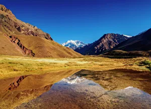 Lagoon Gallery: Aconcagua Mountain reflecting in the Espejo Lagoon, Aconcagua Provincial Park, Central Andes