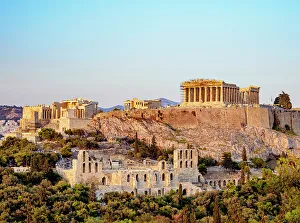 Ancient Greece Prints: Acropolis at sunset, UNESCO World Heritage Site, Athens, Attica, Greece, Europe