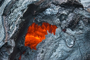 Volcanic Activity Prints: Active lava stream, Tolbachik volcano, Kamchatka, Russia, Eurasia