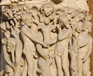 Images Dated 12th May 2008: Adam and Eve, Virgins Gate, west front, Notre Dame Cathedral