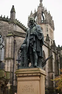 Edinburgh Prints: Adam Smith statue, St. Giles Cathedral, Edinburgh, Lothian, Scotland, United Kingdom
