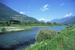 Lombardy Prints: Adda River, Valtellina, Lombardy, Italy, Europe