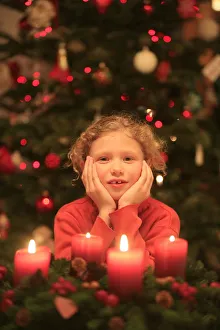 10 15 Years Prints: Advent candles and Christmas tree, France, Europe