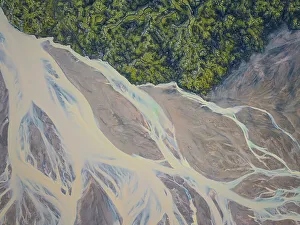 Aerial abstract view of Icelandic river, Iceland, Polar Regions