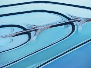 Moab Prints: Aerial abstract view taken by drone of Potash Pond during a summer day