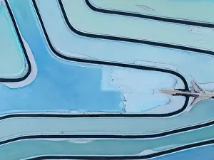 Moab Prints: Aerial abstract view taken by drone of Potash Pond during a summer day