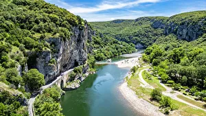 Auvergne Rhone Alpes Prints: Aerial of the Ardeche Gorge (Gorges de l'Ardeche)
