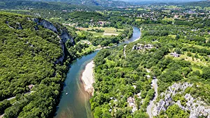 Kayaking Prints: Aerial of the Ardeche Gorge (Gorges de l'Ardeche)