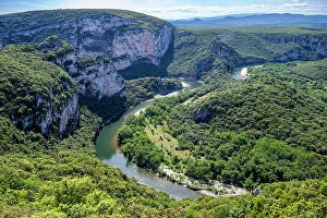 Auvergne Rhone Alpes Prints: Aerial of the Ardeche Gorge (Gorges de l'Ardeche)